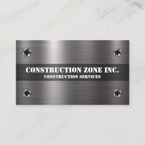 Construction Metallic Background And Fasteners Business Card