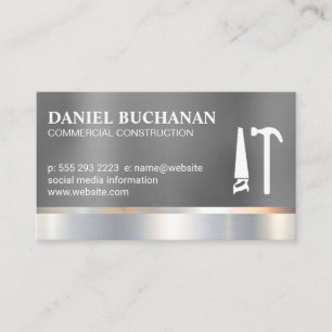 Construction Metallic Saw Hammer Tools Business Card