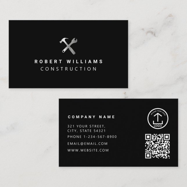 Construction Metallic Silver Handyman Tools Business Card (Front/Back)