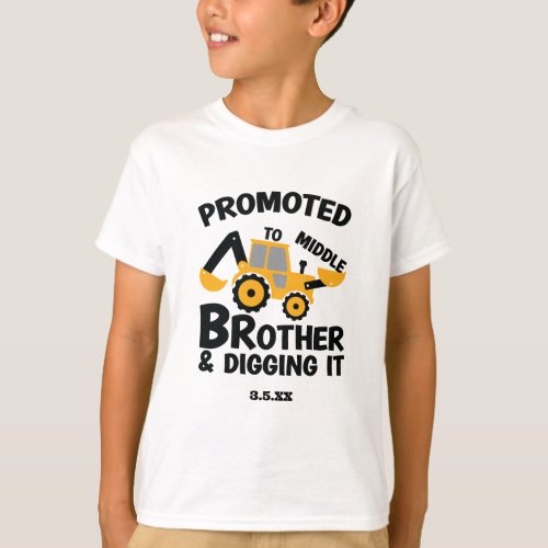 Construction Middle Brother Digging It Kid T_Shirt