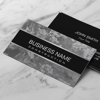 Construction Modern Black & White Marble Texture Business Card by cardfactory at Zazzle