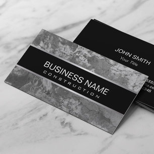 Construction Modern Black & White Marble Texture Business Card