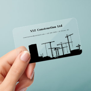 Construction Modern Contractor Builder Company Clear Business Cards