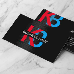 Construction Monogram Blue & Red Business Card