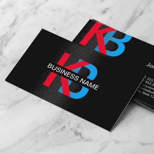 Construction Monogram Blue  Red Business Card