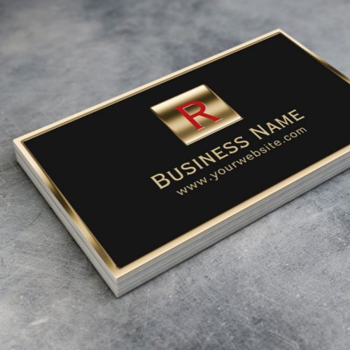 Construction Monogram Gold Framed Professional Business Card