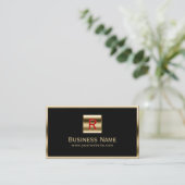 Construction Monogram Gold Framed Professional Business Card (Standing Front)