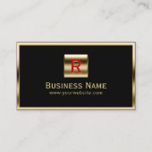Construction Monogram Gold Framed Professional Business Card (Front)