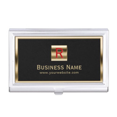Construction Monogram Gold Framed Professional Business Card Case