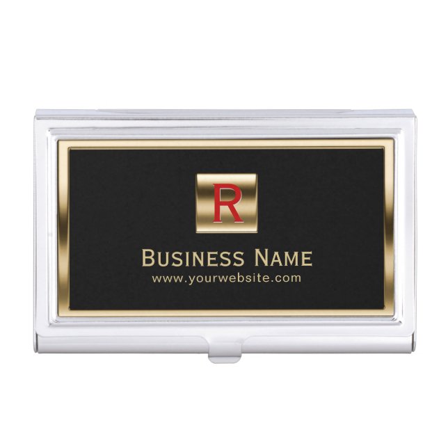 Construction Monogram Gold Framed Professional Business Card Case (Front)