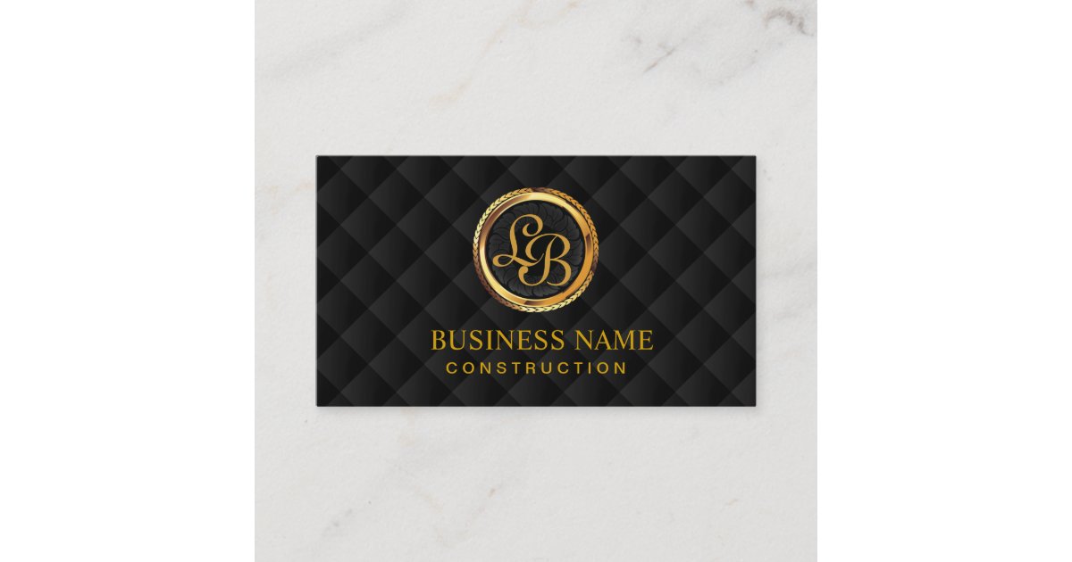 Construction Monogram Gold Initials Logo Modern Business Card | Zazzle