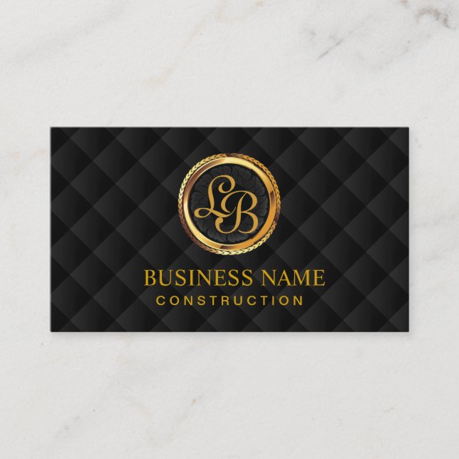 Construction Monogram Gold Initials Logo Modern Business Card