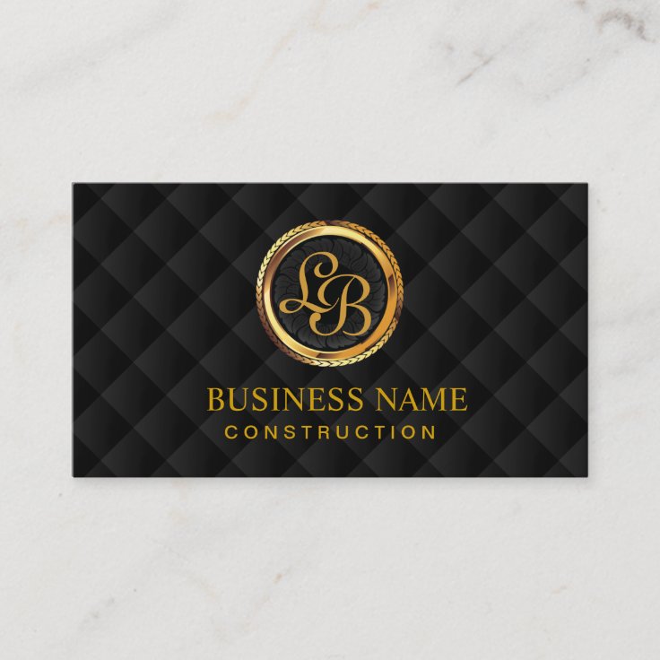 Construction Monogram Gold Initials Logo Modern Business Card | Zazzle
