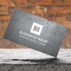 Construction Monogram Grunge Metal Professional Business Card