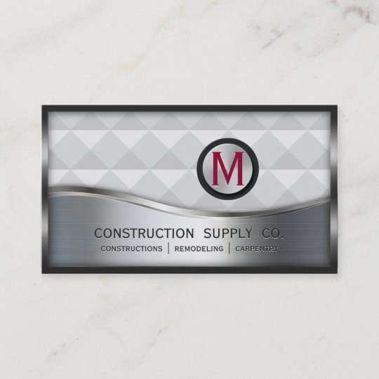 Construction Monogram LOGO Black and Silver Metal Business Card ...