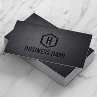 Construction Monogram Modern Black Professional Business Card