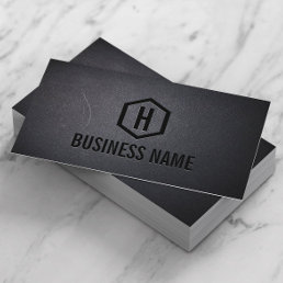 Construction Monogram Modern Black Professional Business Card