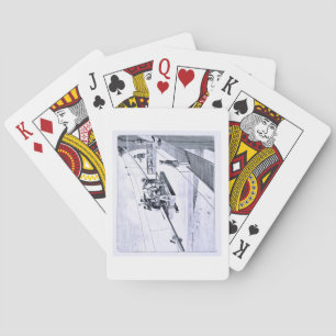 Construction of Brooklyn Bridge, New York (litho) Poker Cards