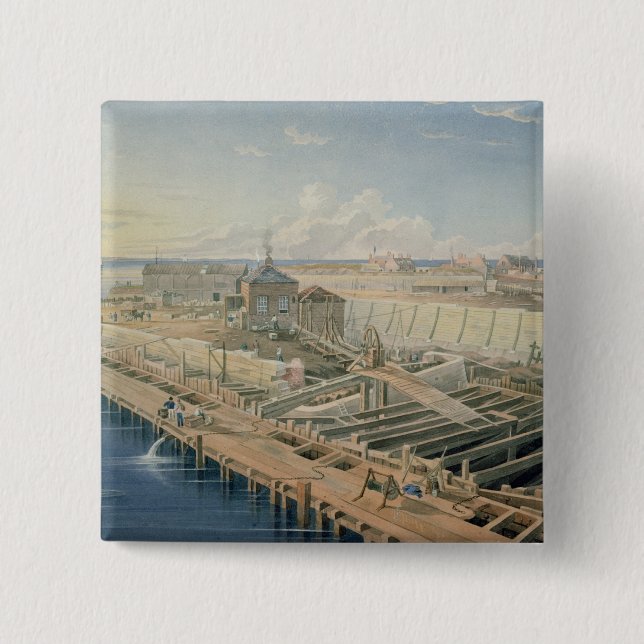 Construction of Docks Pinback Button (Front)