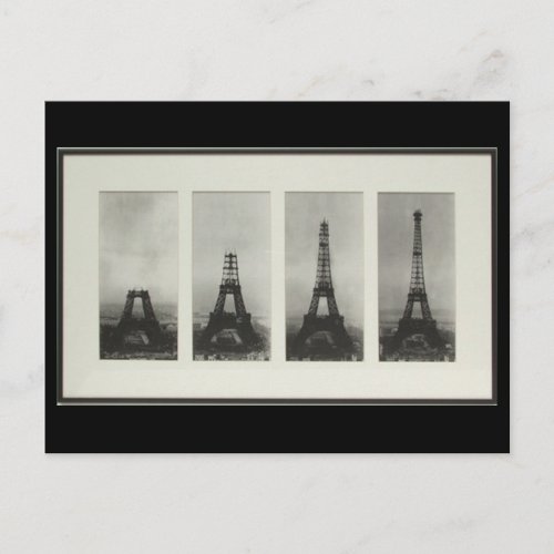 Construction of Eiffel Tower Paris France Postcard