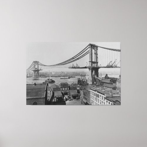 Construction of the Manhattan Bridge March 23 1909 Canvas Print