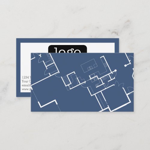 Construction or Architect _ Blueprint and Logo Business Card