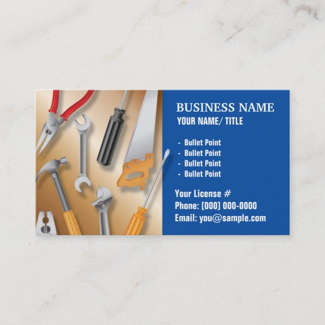 Construction or Handy Man Business Card (Front)