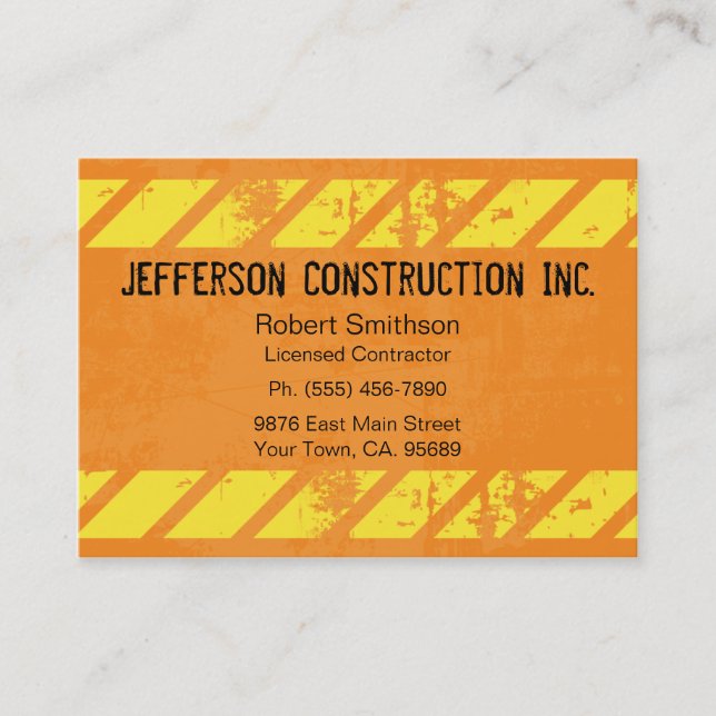 Construction Orange Large Company Business Cards (Front)