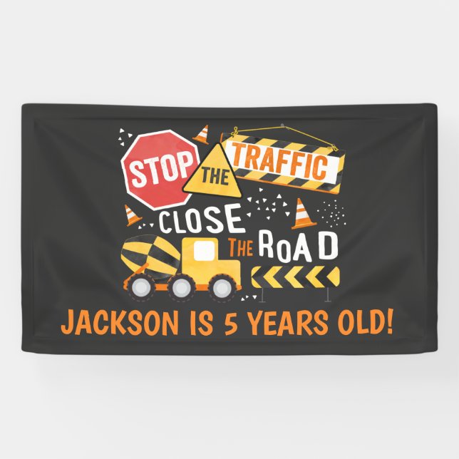 Construction Party Banner Dump Truck Birthday (Horizontal)