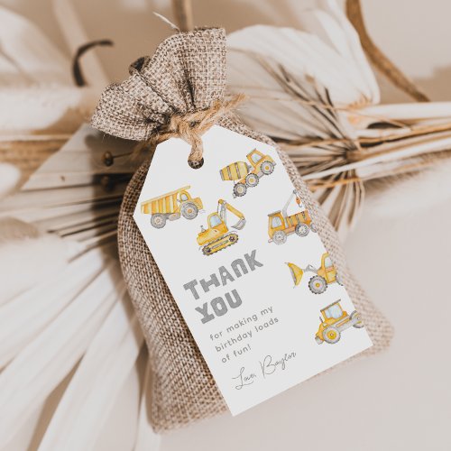 Construction Party Favor Tags  Printed Tags