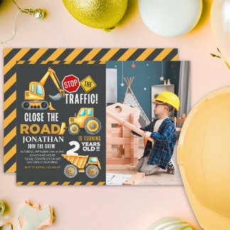 Construction Party for 2nd Birthday Boy Invitation