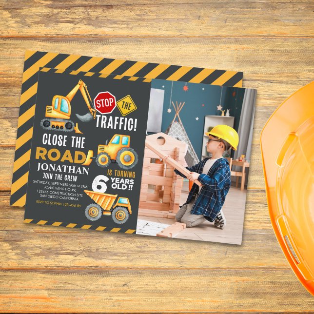 Construction Party for 6th Birthday Boy Invitation (Creator Uploaded)