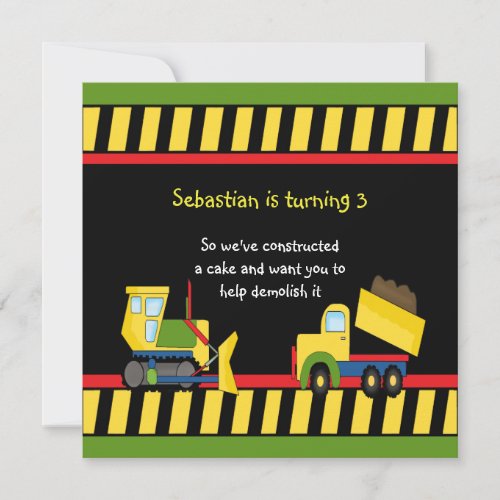 Construction Party Custom Invitations