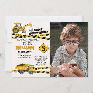 Construction Party Invitations with photo