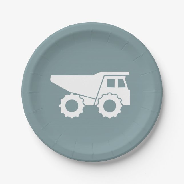 Construction Party Paper Plates- Dump Truck Plate (Front)