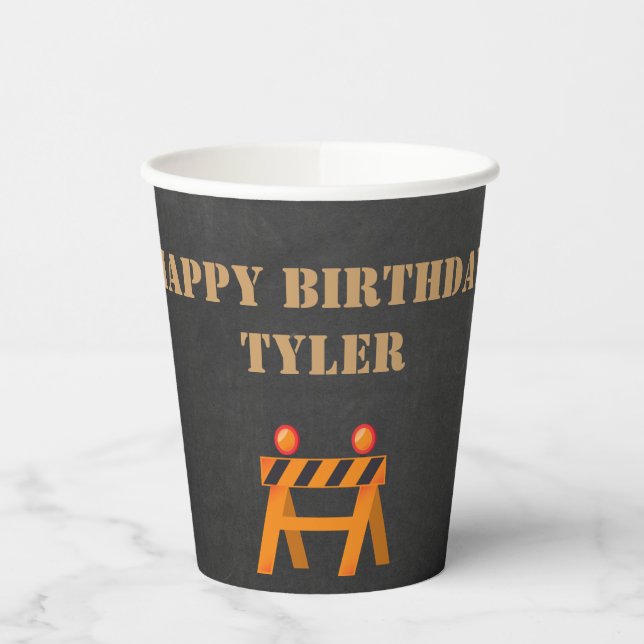 Construction Party Personalized  Paper Cups (Left)