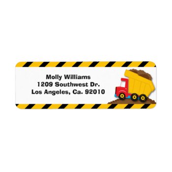 Construction Party Return Address Labels by eventfulcards at Zazzle