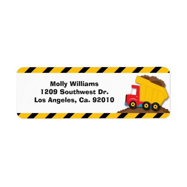 Construction Party Return Address Labels (Front)