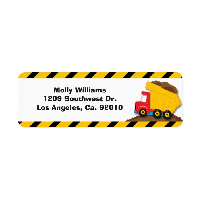 Construction Party Return Address Labels