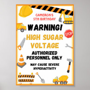 Construction Party Sign, Birthday, Baby Shower Pos Poster