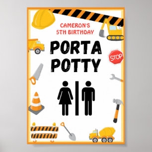 Construction Party Sign, Birthday, Baby Shower Pos Poster