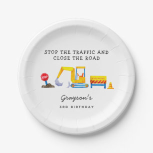 Construction Party Stop the Traffic Paper Plates