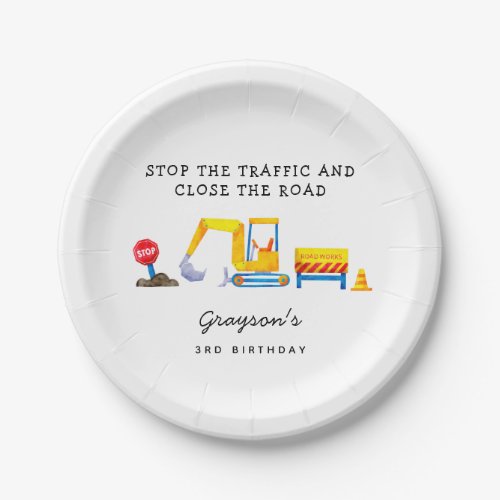 Construction Party Stop the Traffic Paper Plates