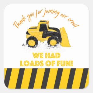 Construction Party Thank You Stickers