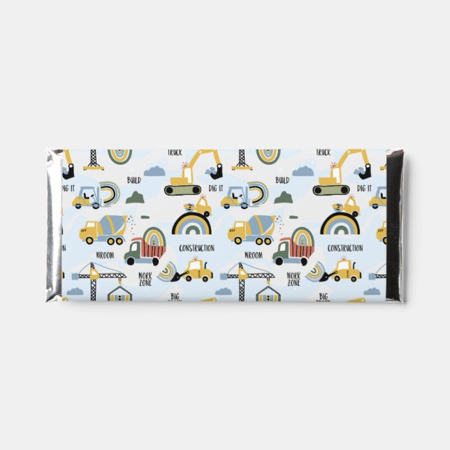  Construction Pattern Kid's  Birthday Party  Hershey Bar Favors (Front)