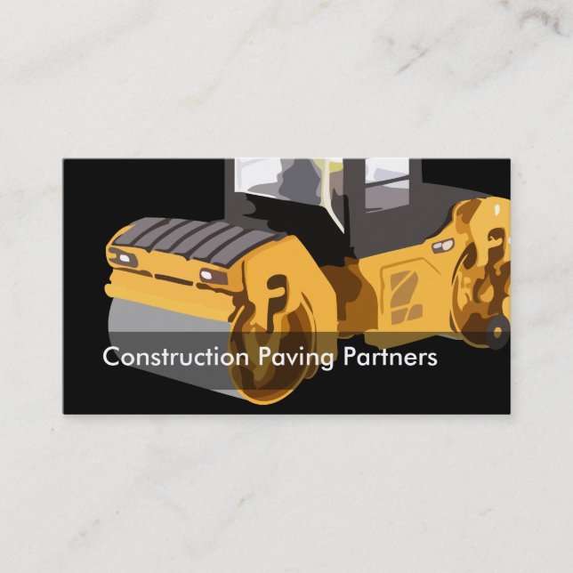 Construction Paving Roller Vehicle Business Card (Front)