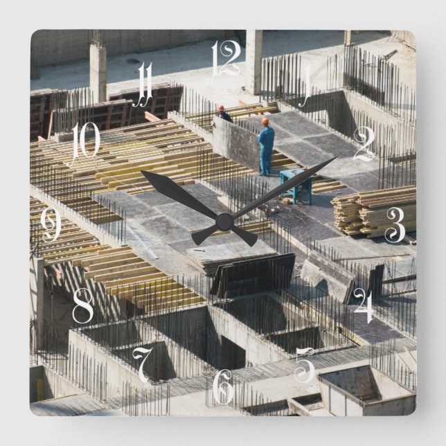 Construction plant square wall clock (Front)