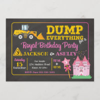 Construction & Princess Joint Birthday Invitation