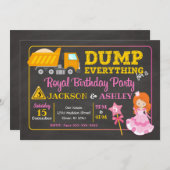 Construction & Princess Joint Birthday Invitation (Front/Back)