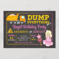 Construction & Princess Joint Birthday Invitation